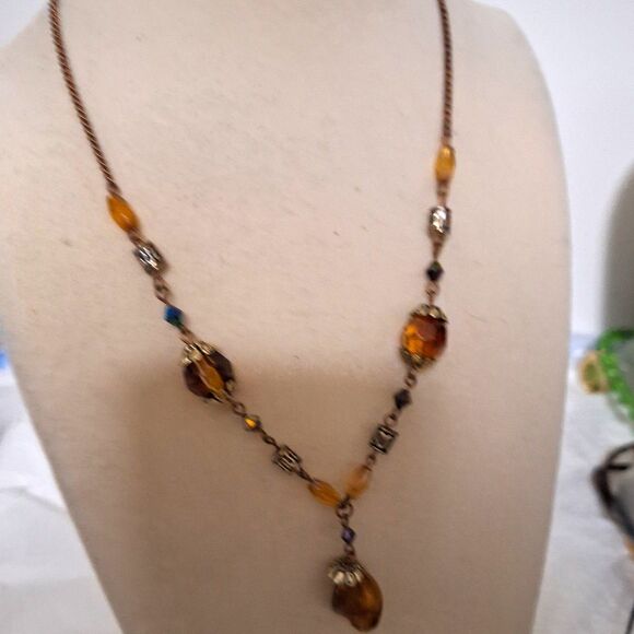 A Vintage Art Glass Women's Necklace Delicate Fairy Core Ethereal Romantic - Picture 1 of 13